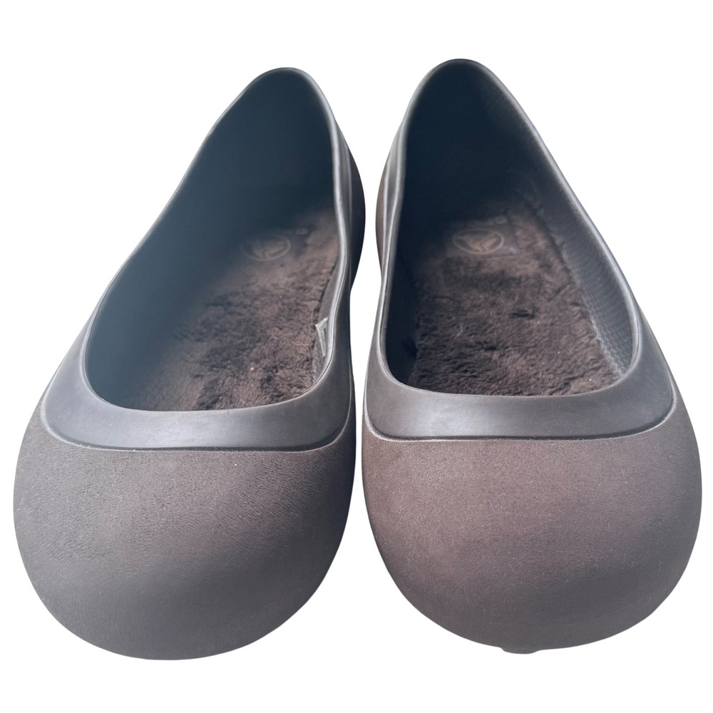 Crocs Alice Work Flats Brown Faux Fur Lined Slip On Shoes Womens Size‎ 8 EUC - Picture 5 of 7